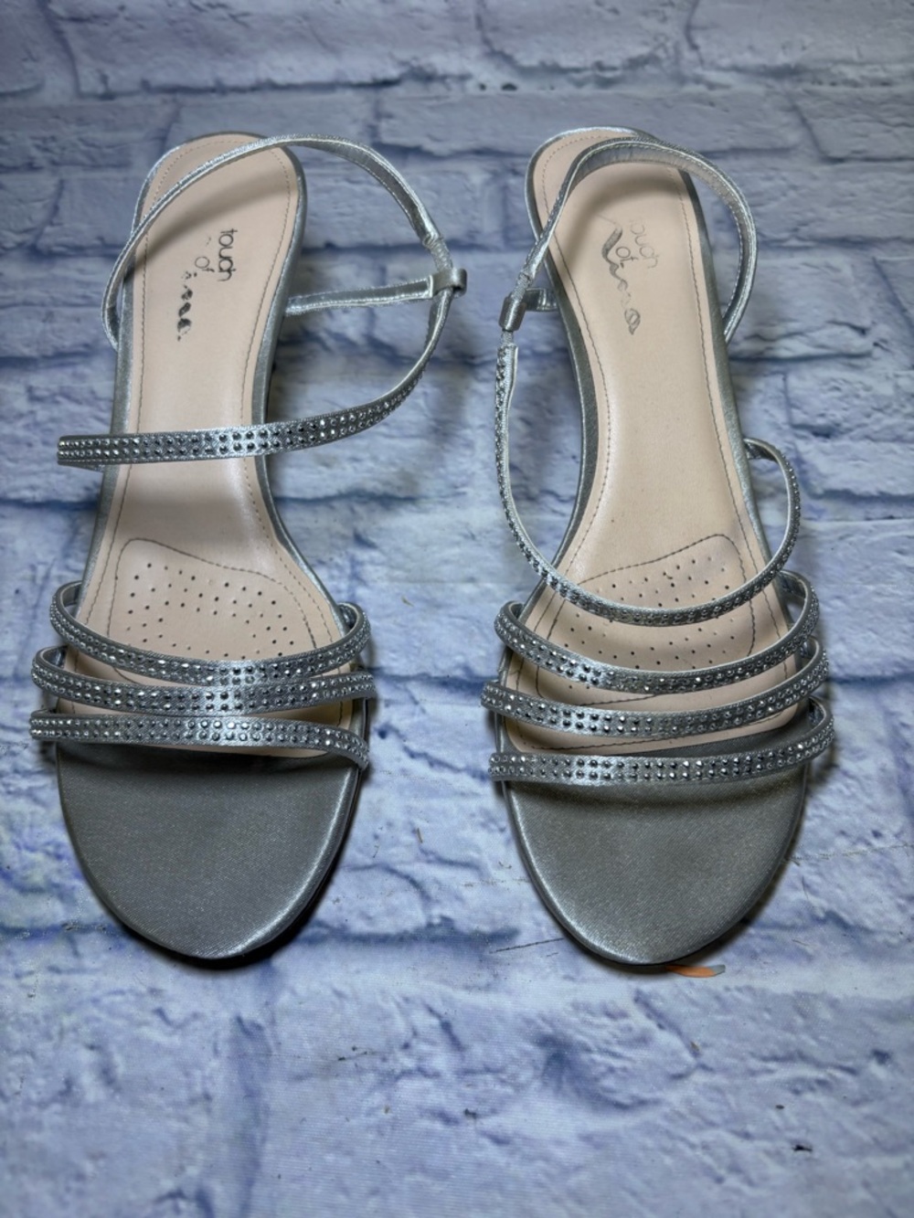 Nina Nelena Rhinestone Evening Heels Sz 9.5 Silver  Wedding Bridesmaid Mother